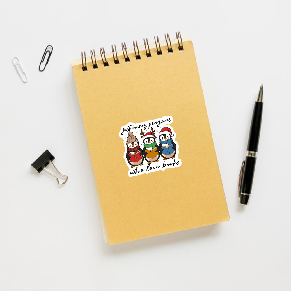 Pagewings Just Merry Penguins Who Love Books Sticker