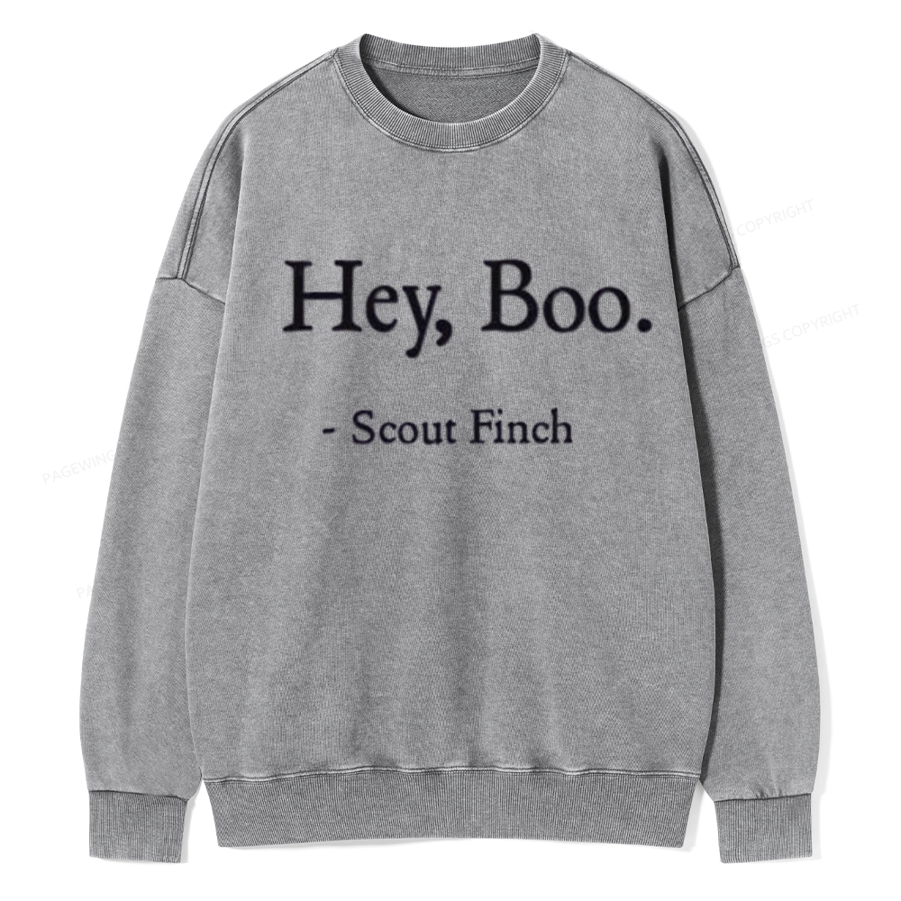 Pagewings HEY BOO Unisex Washed Sweatshirt
