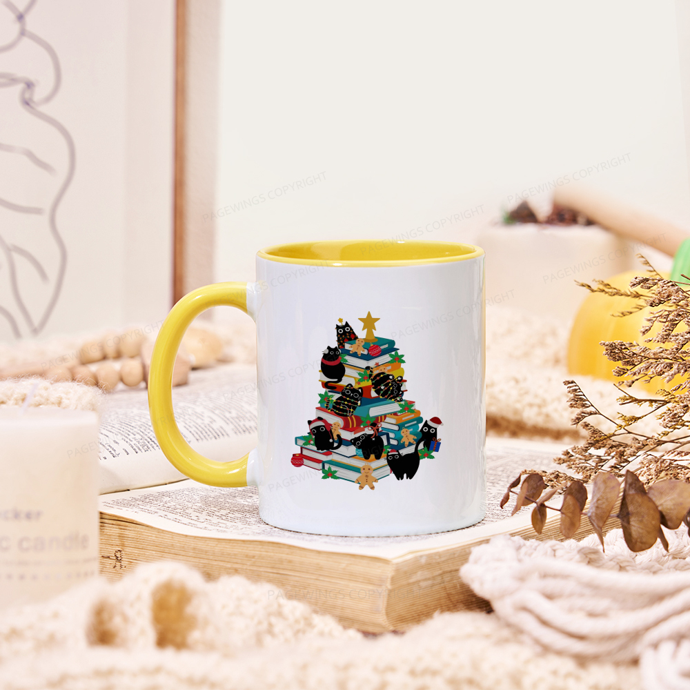 Pagewings Cute Cats Books Christmas Tree Mug