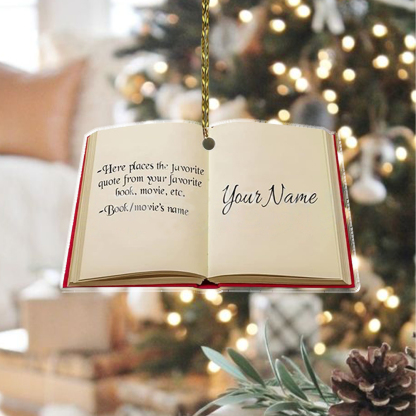 Pagewings Personalized Christmas Bookworm Girl Ornament