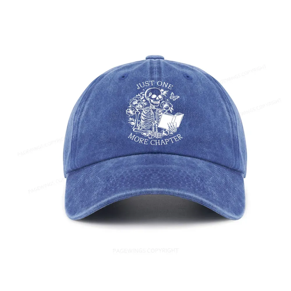 Pagewing One More Chapter Skeleton Unisex Tee Washed Cap