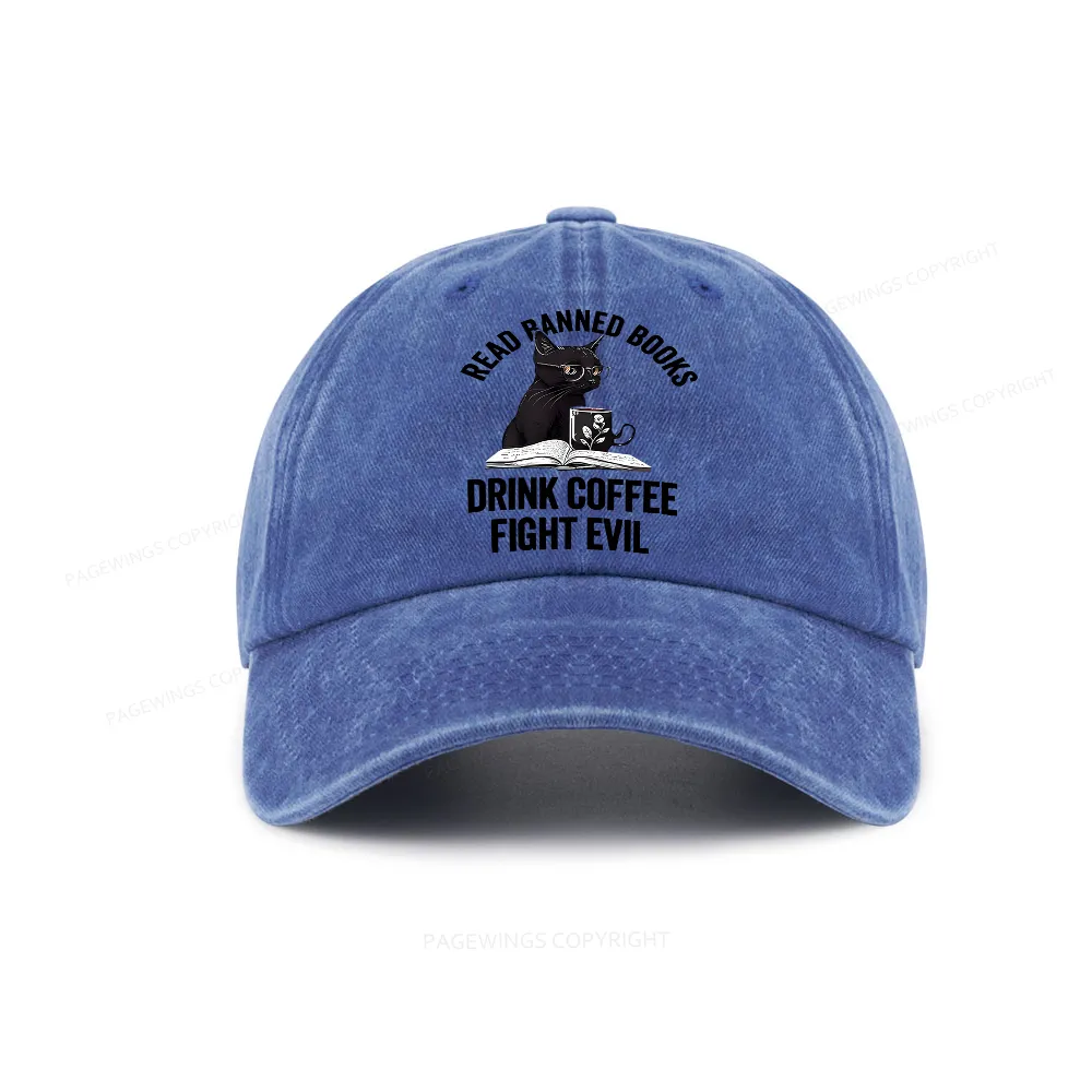 Pagewings Read Books Drink Coffee Fight Evil Washed Cap