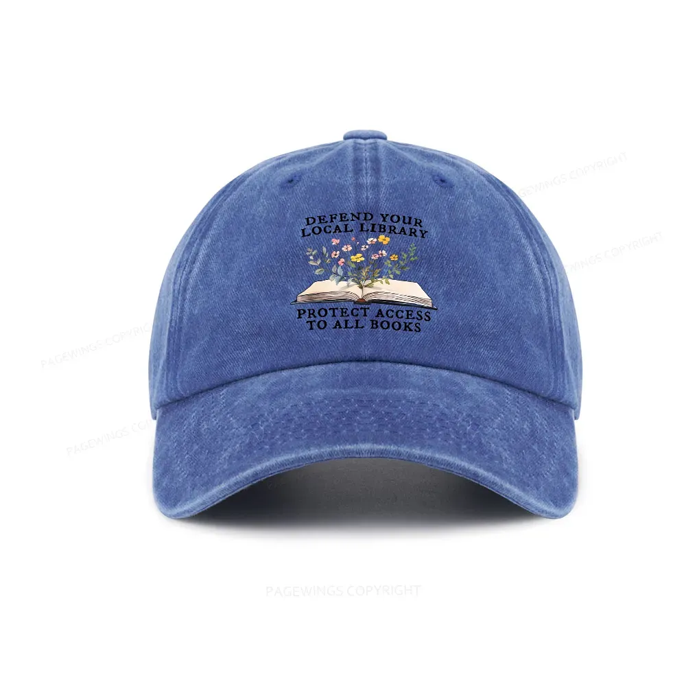 Pagewings Books Save Lives Protect Libraries Washed Cap