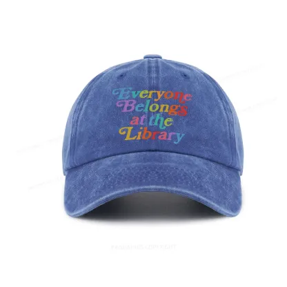 Pagewings Everyone belongs at the library Washed Cap