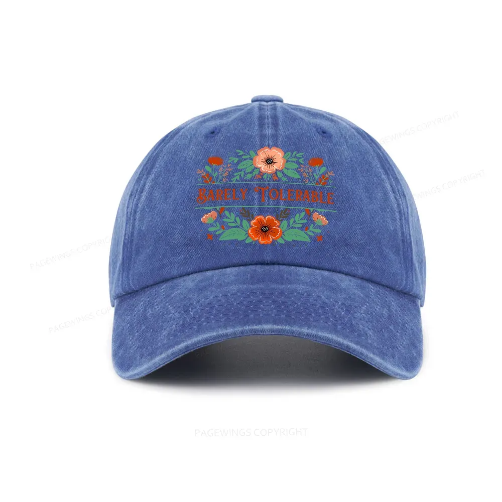 Pagewings Barely Tolerable Book Lover Bookish Washed Cap