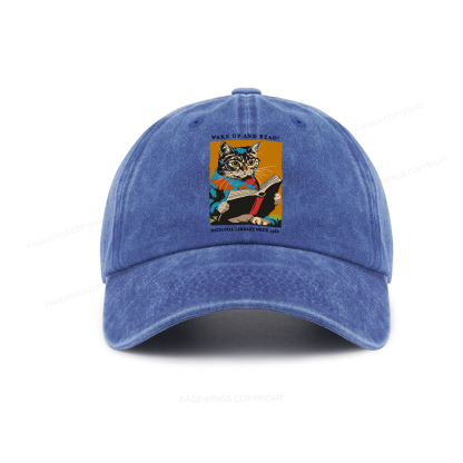 Pagewings Cat Reading Poster Washed Cap