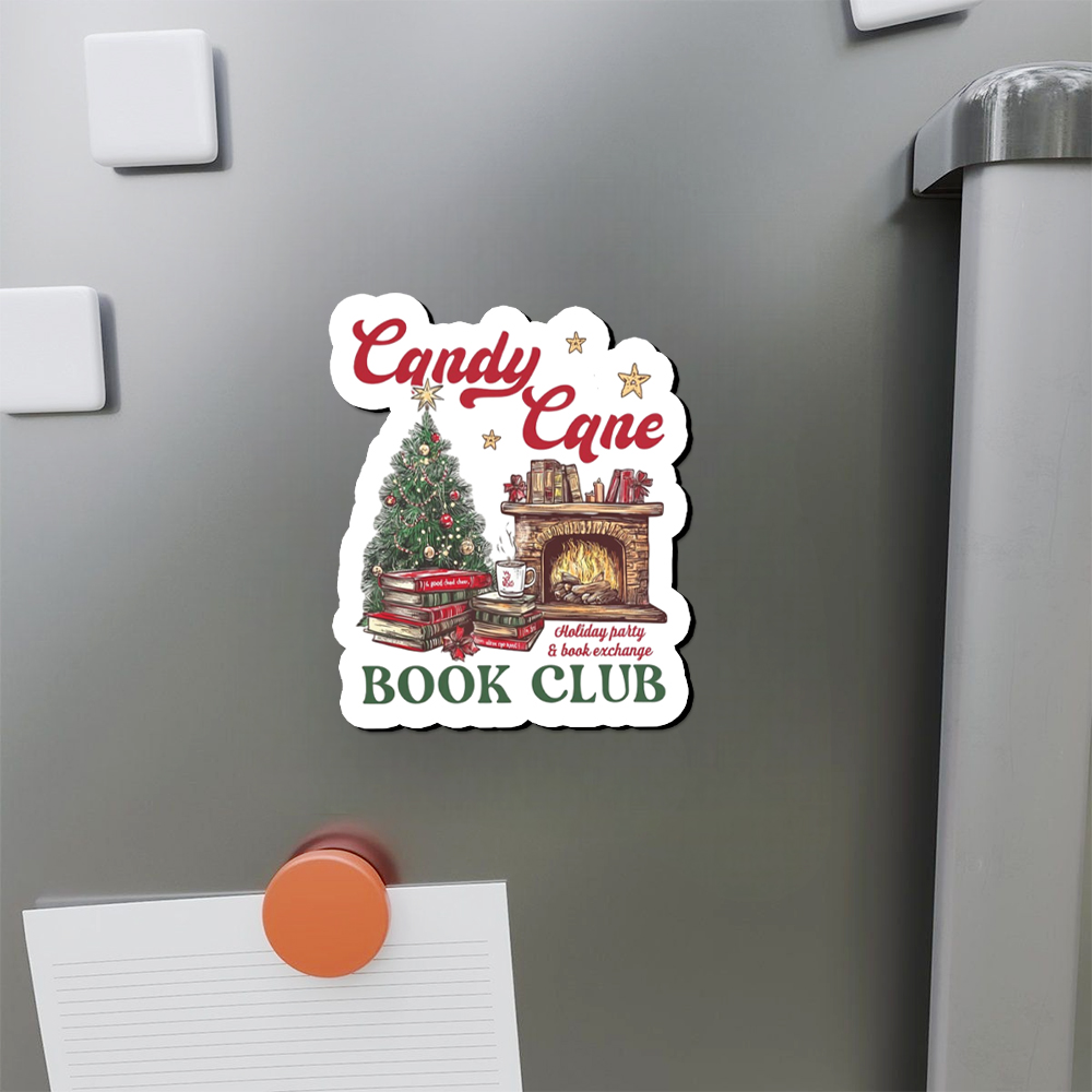 Pagewings Candy Cane Christmas Book Club Fridge Magnet