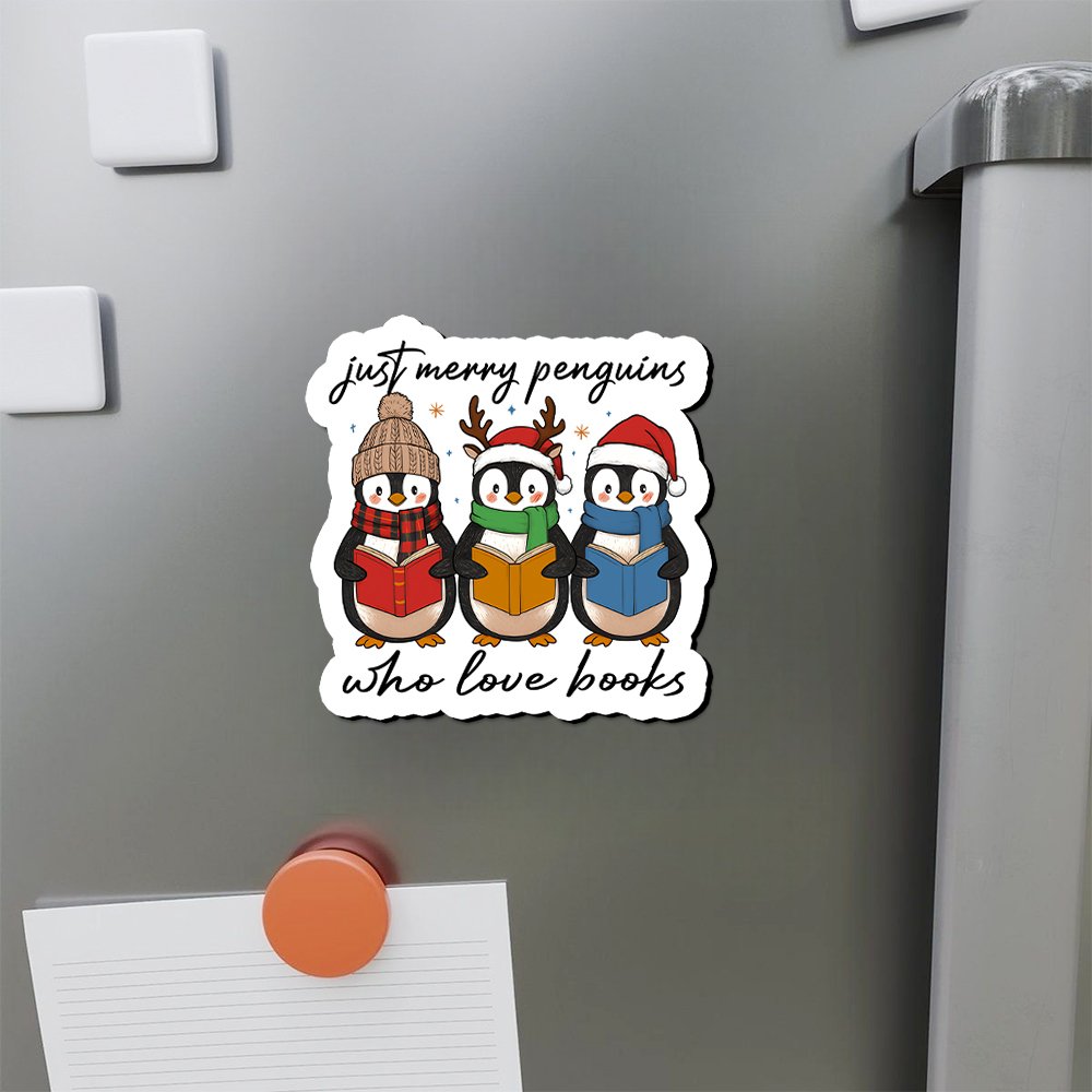 Pagewings Just Merry Penguins Who Love Books Fridge Magnet
