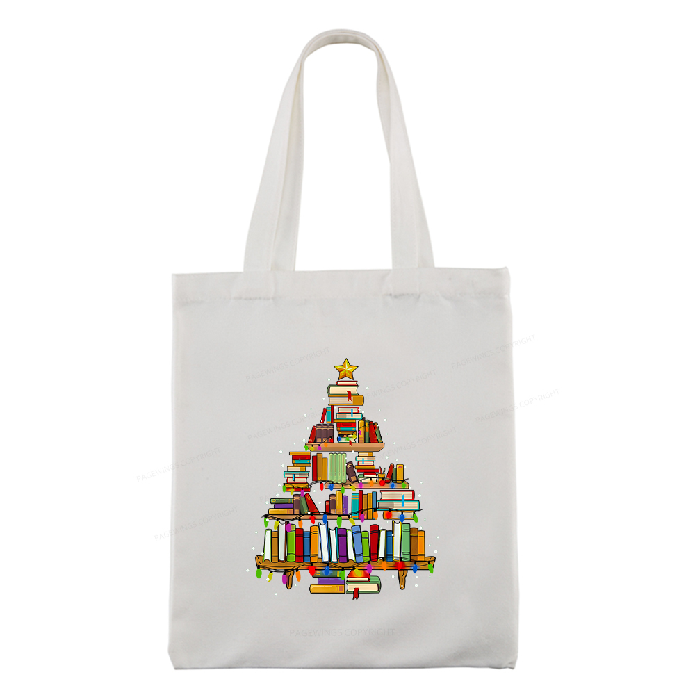 Pagewings Christmas Books Tree Tote Bag