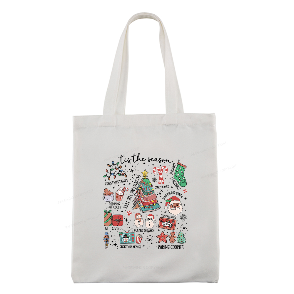 Pagewings Book Lover Retro Christmas Tote Bag
