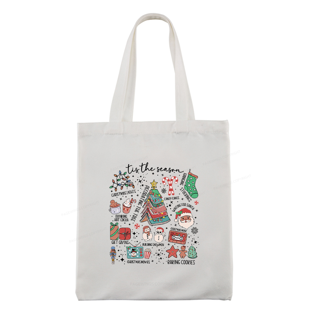 Pagewings Book Lover Retro Christmas Tote Bag