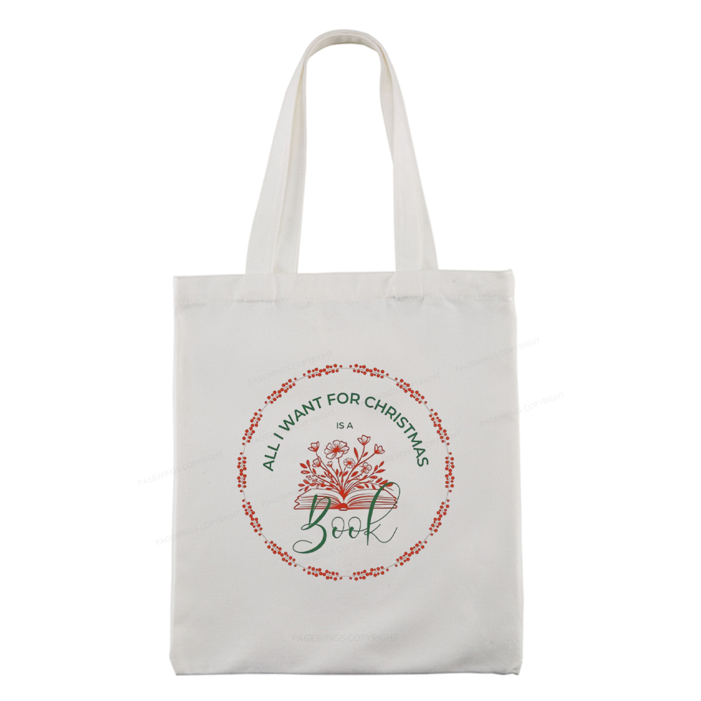 Pagewings Book Lover Christmas Tote Bag