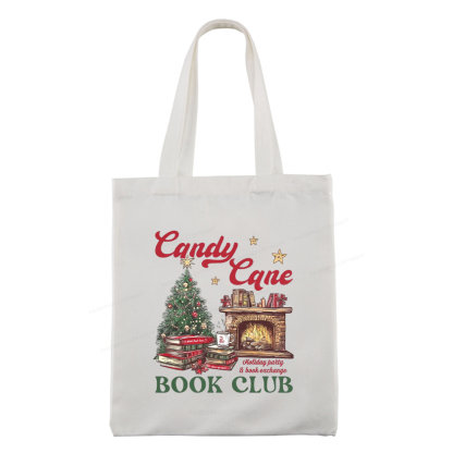 Pagewings Candy Cane Christmas Book Club Tote Bag