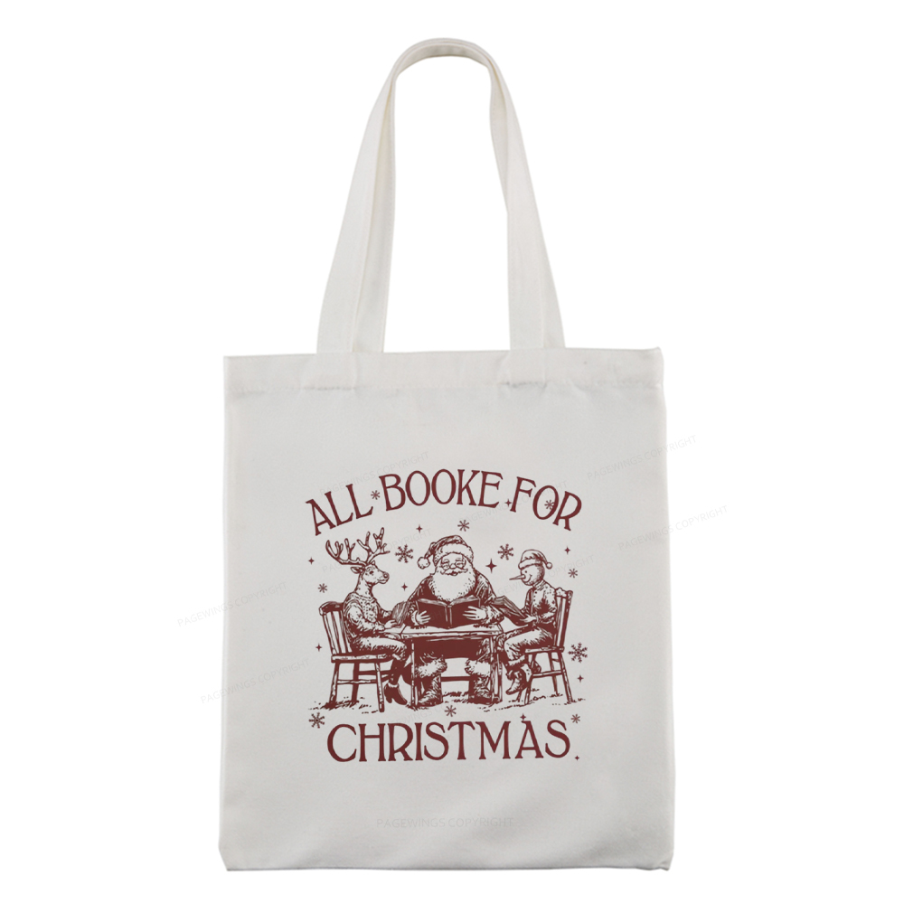 Pagewings Retro All Booked For Christmas Tote Bag