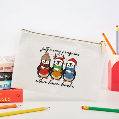 Pagewings Just Merry Penguins Who Love Books Pouch