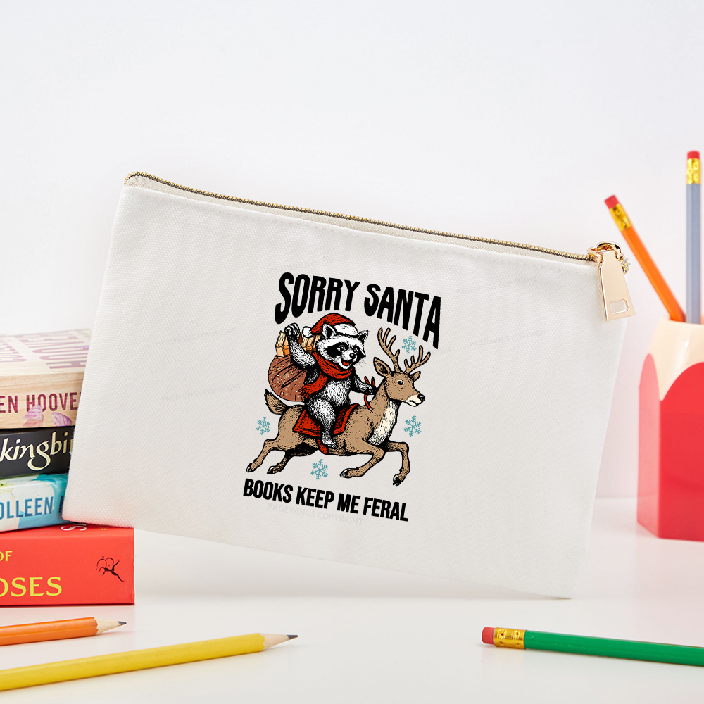 Pagewings Sorry Santa Books Keep Me Feral Pouch
