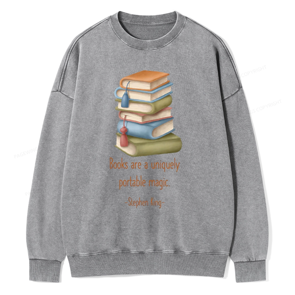 Pagewings Books Are A Uniquely Portable Magic Unisex Washed Sweatshirt