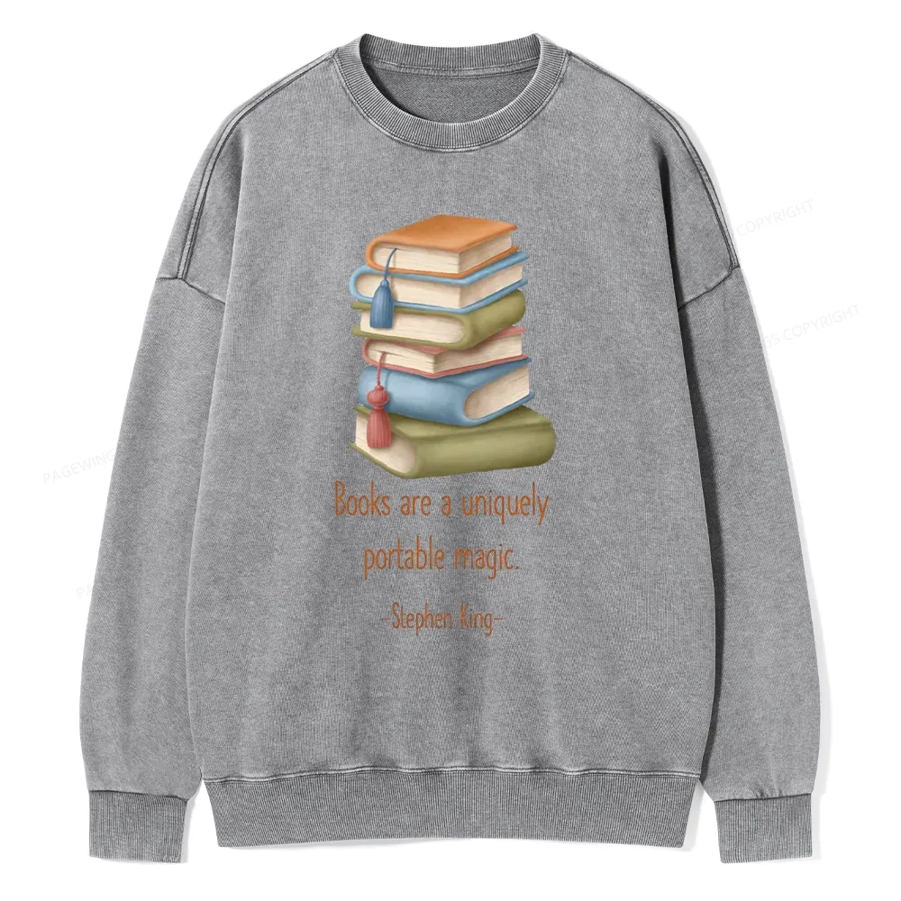 Pagewings Books Are A Uniquely Portable Magic Unisex Washed Sweatshirt