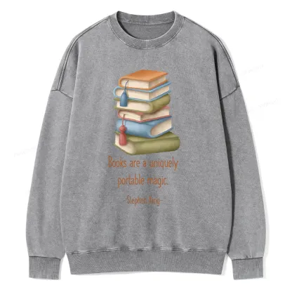 Pagewings Books Are A Uniquely Portable Magic Unisex Washed Sweatshirt