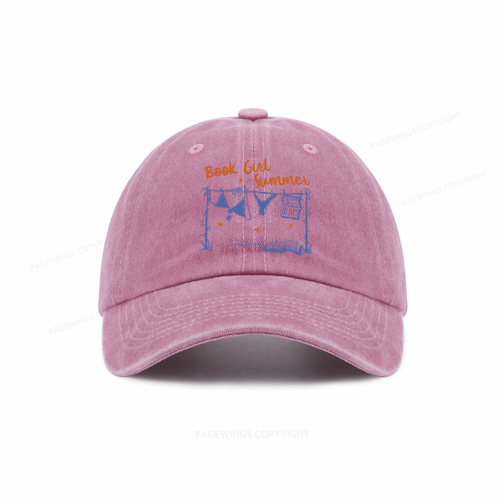 Pagewings Book Girl Summer Bookish Washed Cap