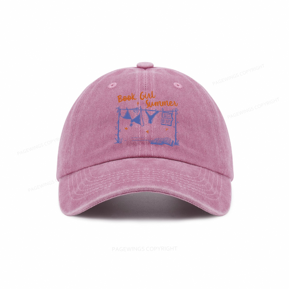 Pagewings Book Girl Summer Bookish Washed Cap