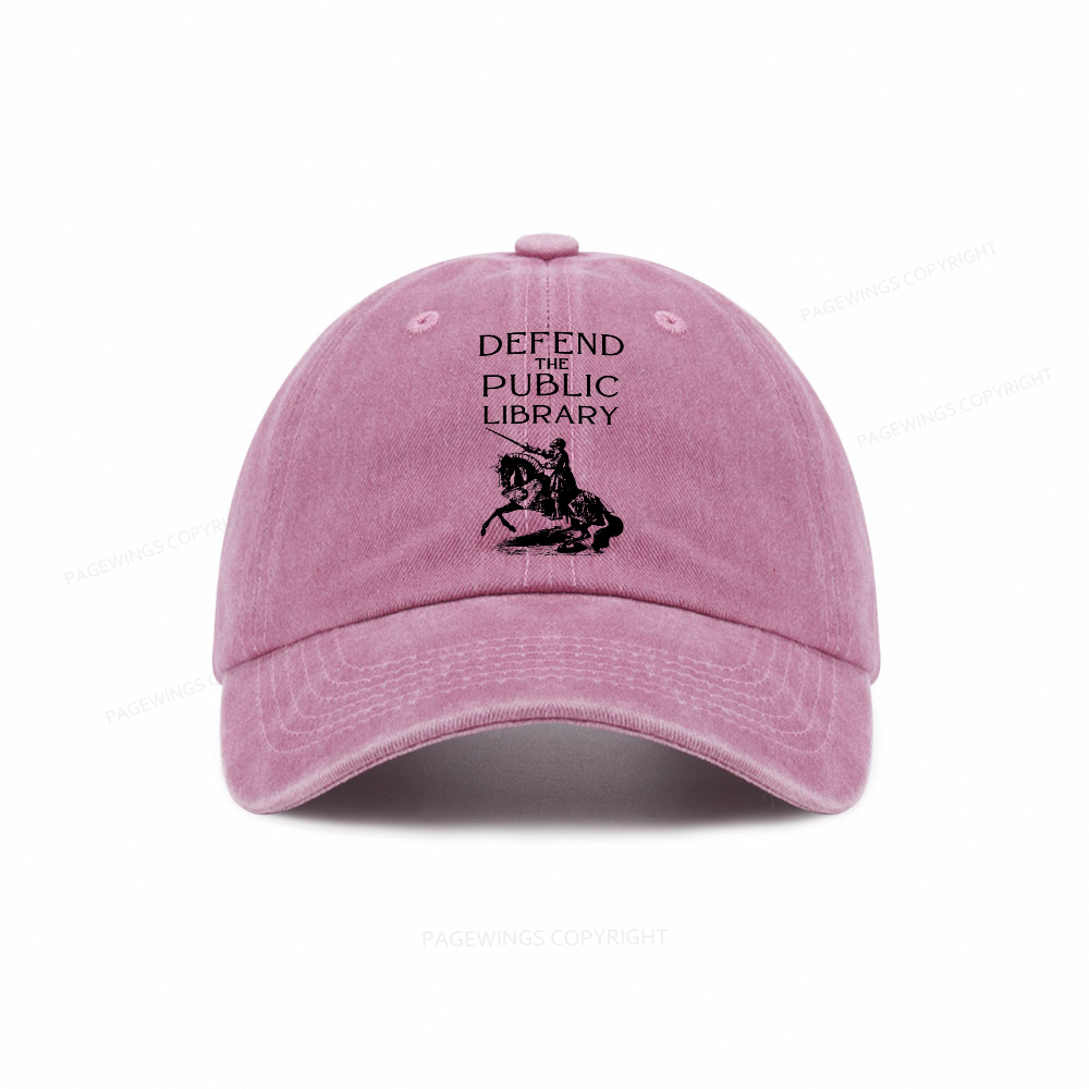 Pagewings Defend The Public Library Washed Cap