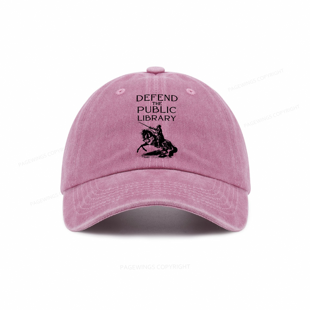 Pagewings Defend The Public Library Washed Cap