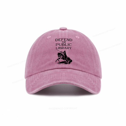 Pagewings Defend The Public Library Washed Cap
