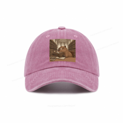Pagewings The Reader Capybara Washed Cap