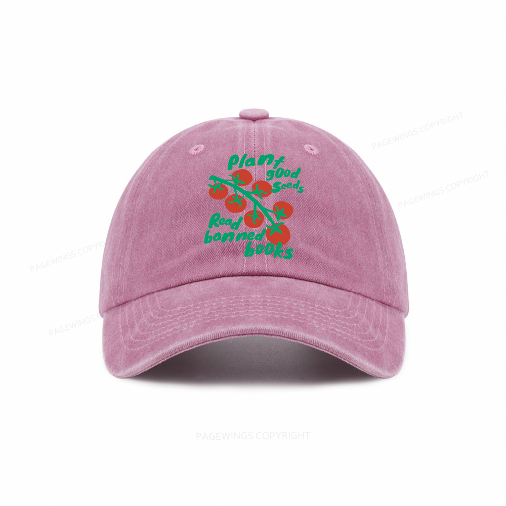 Pagewings Plant Good Seeds Read Banned Books Washed Cap