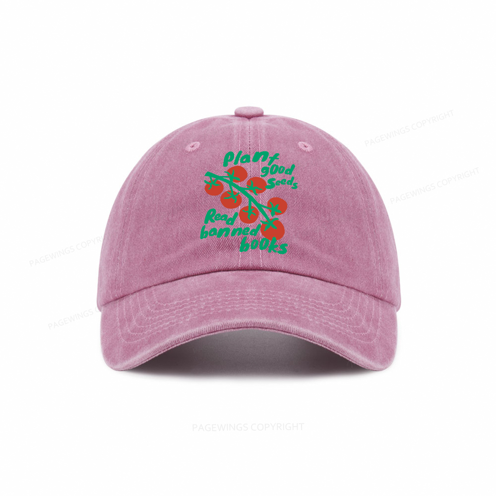 Pagewings Plant Good Seeds Read Banned Books Washed Cap