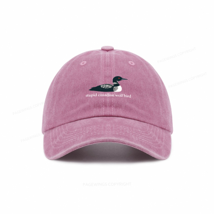 Pagewings Stupid Canadian Wolf Bird Washed Cap