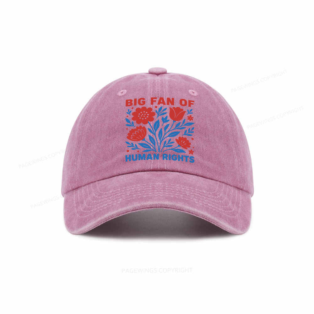 Pagewings Big Fan Of Human Rights  Washed Cap