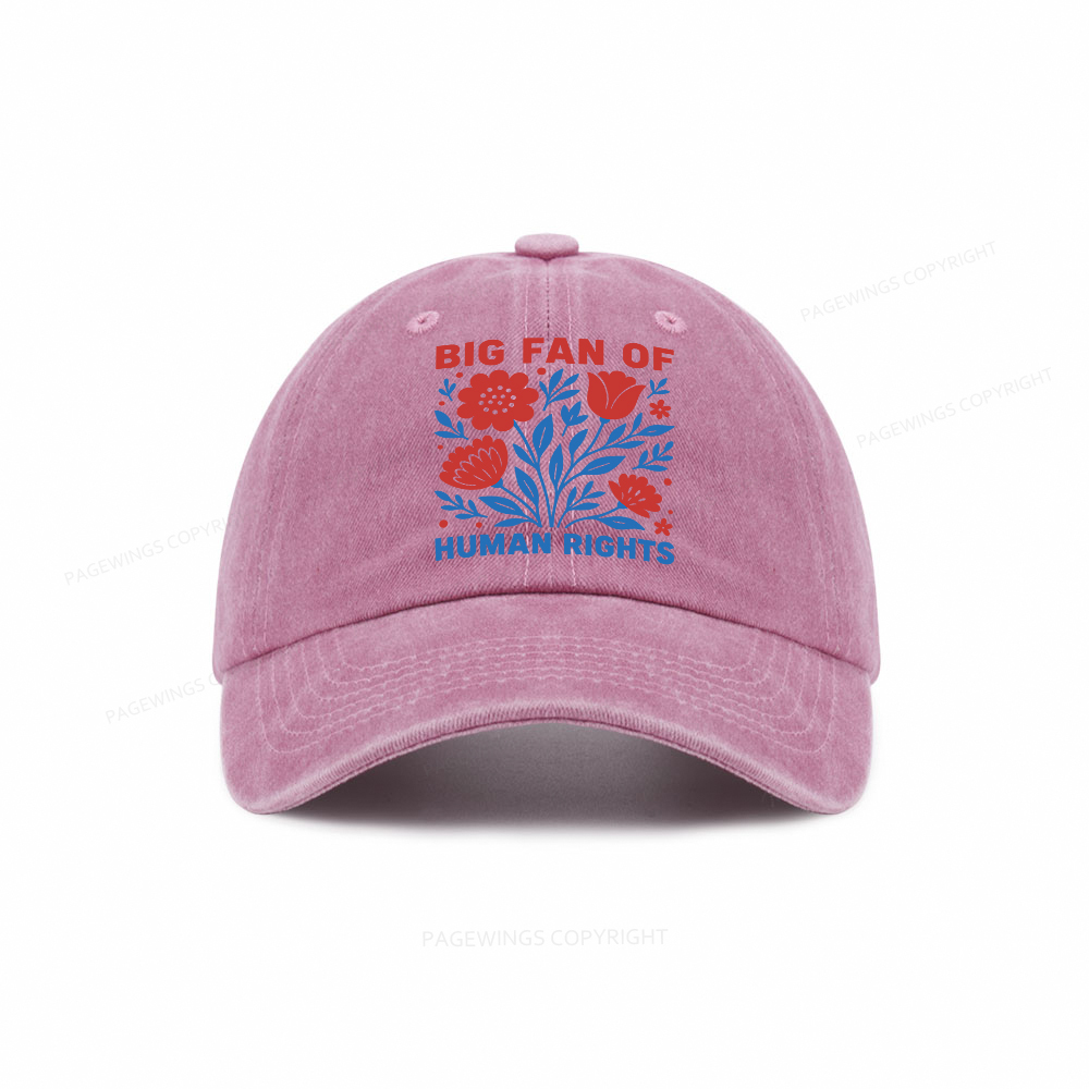 Pagewings Big Fan Of Human Rights  Washed Cap