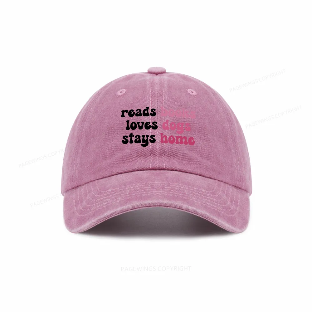 Pagewing Read Books & Love Dogs & Stay Home Washed Cap