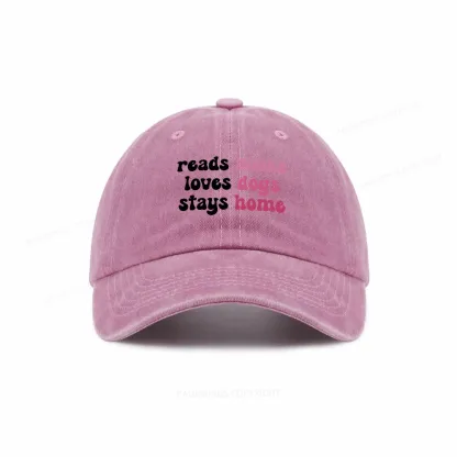 Pagewing Read Books & Love Dogs & Stay Home Washed Cap