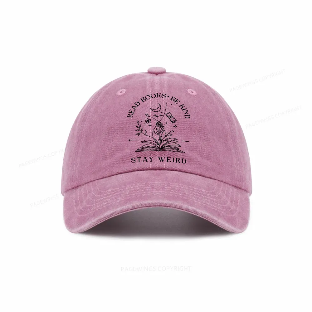Pagewings Comfort Colors Read Books Be Kind Stay Weird Washed Cap