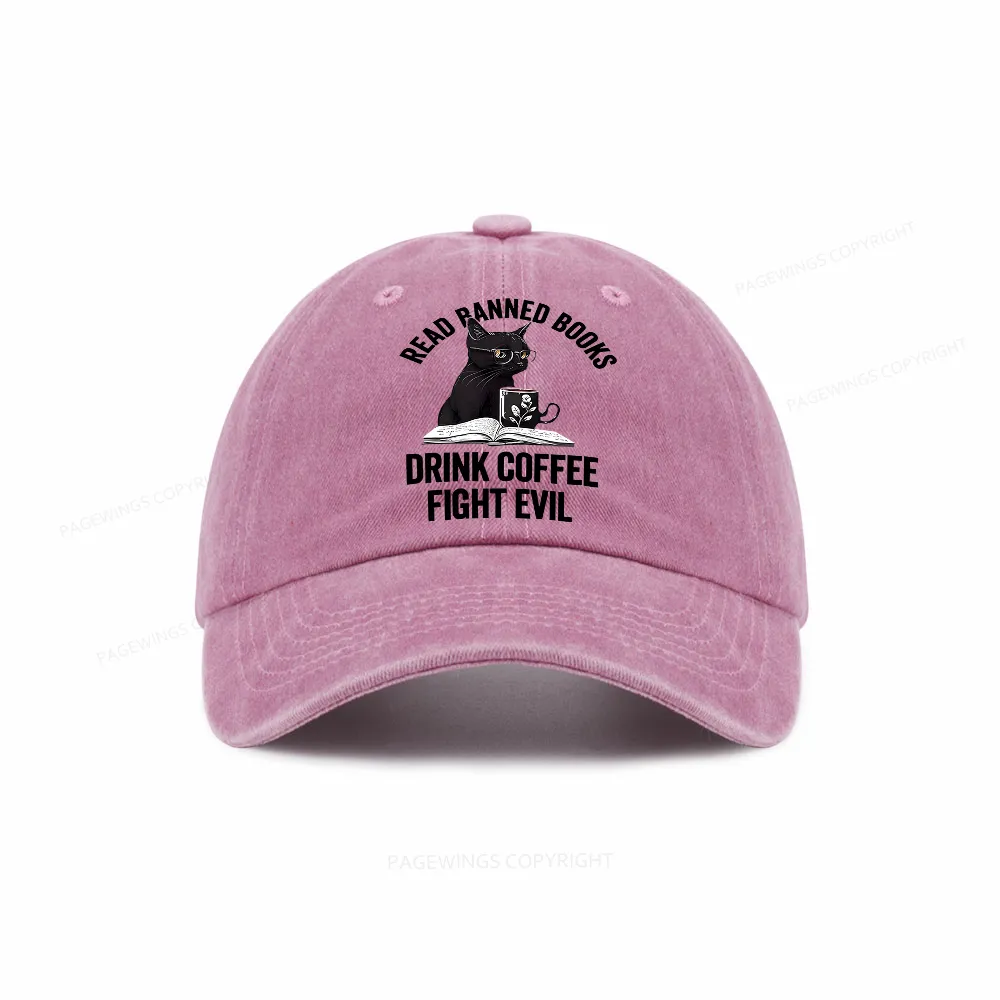 Pagewings Read Books Drink Coffee Fight Evil Washed Cap