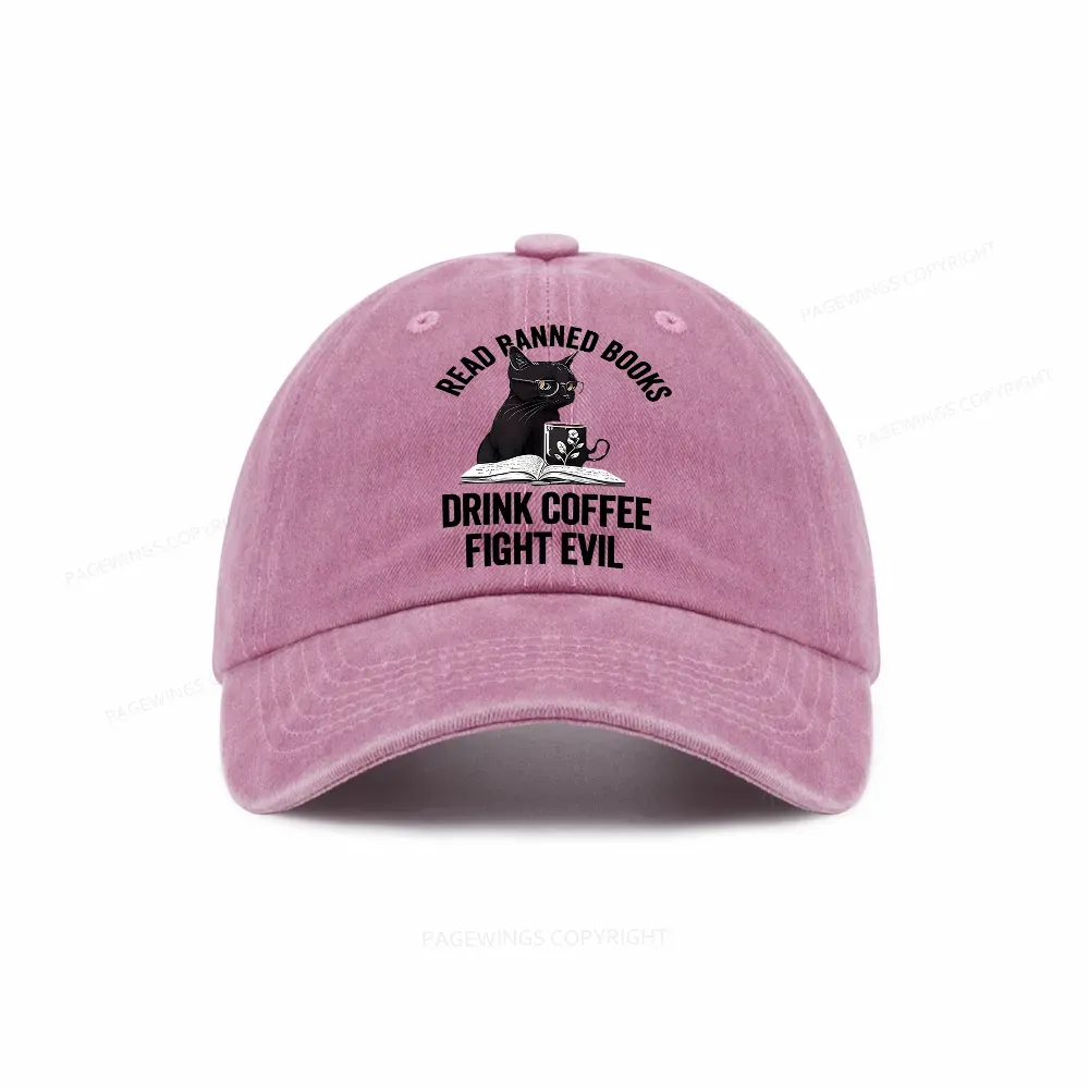 Pagewings Read Books Drink Coffee Fight Evil Washed Cap