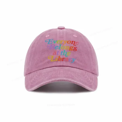 Pagewings Everyone belongs at the library Washed Cap