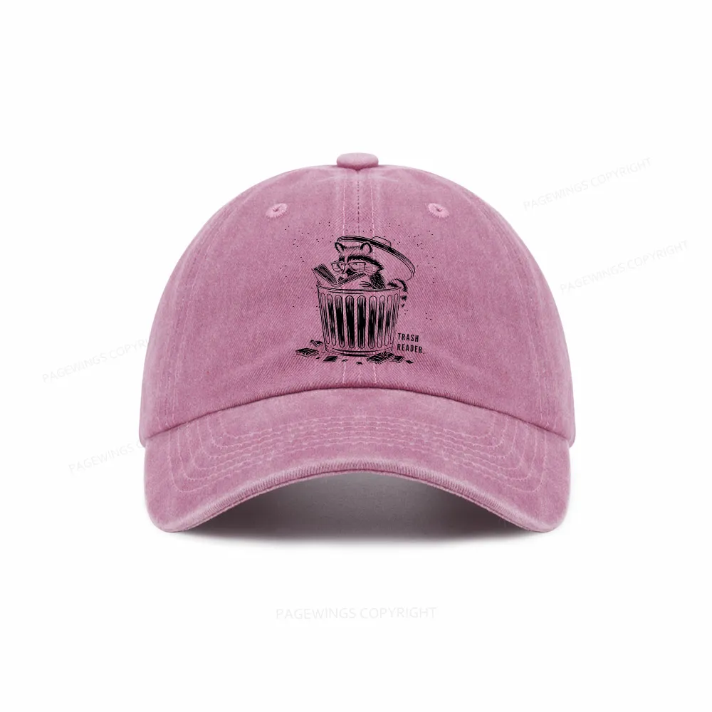 Pagewings Trash Reader Raccoon - Book Quote Washed Cap