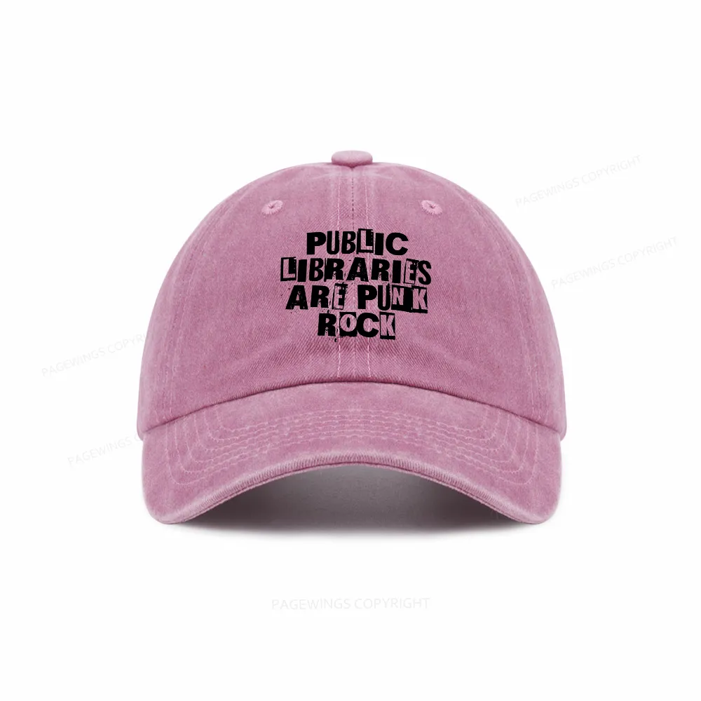 Pagewings Public Libraries Are Punk Rock Washed Cap