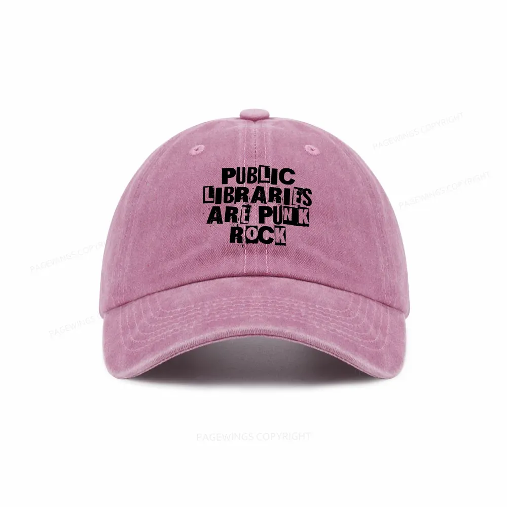 Pagewings Public Libraries Are Punk Rock Washed Cap