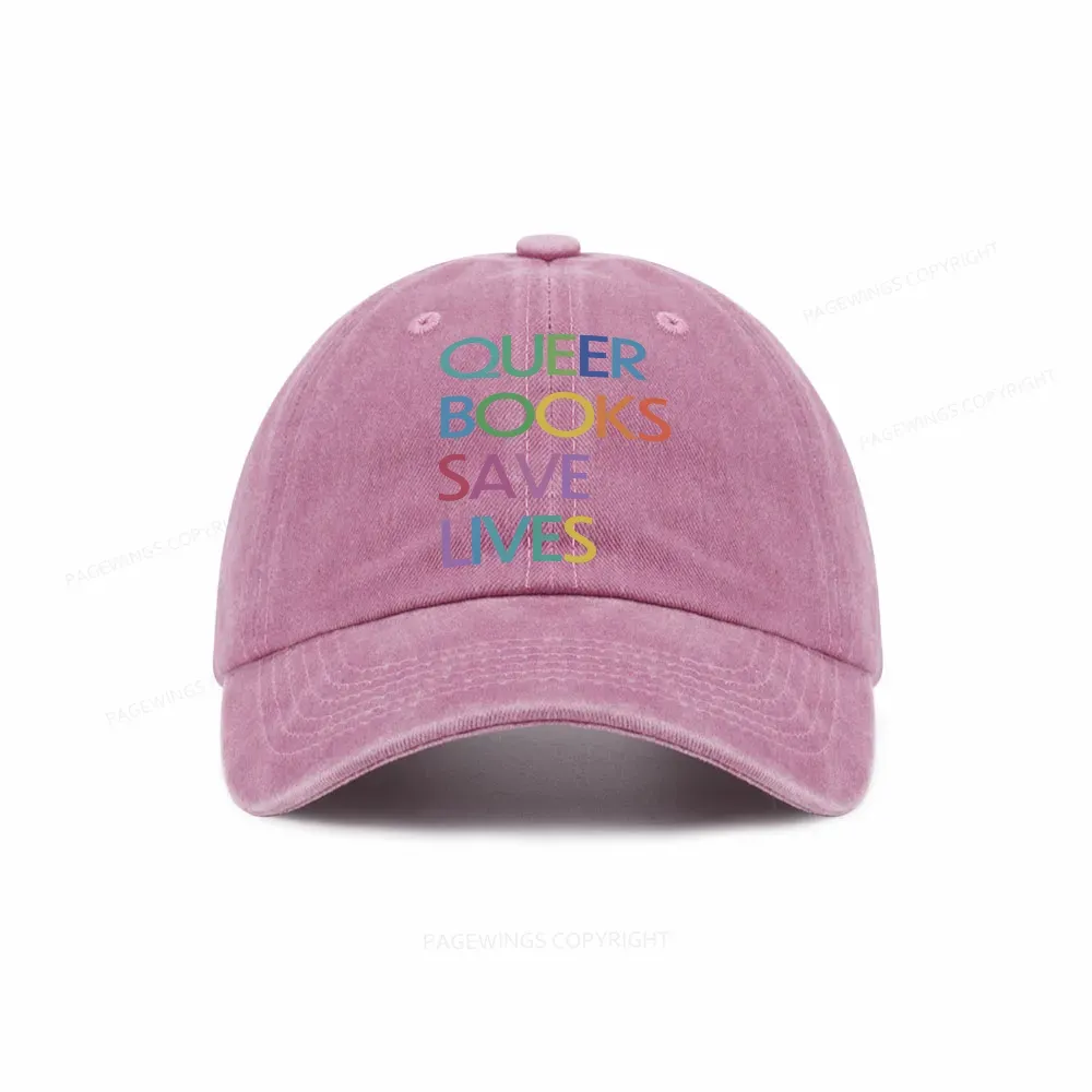 Pagewings Queer Books Save Lives Washed Cap