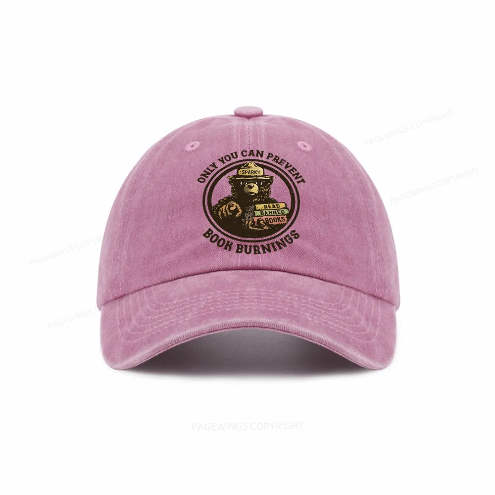 Pagewings Only You Can Prevent Book Burnings Washed Cap