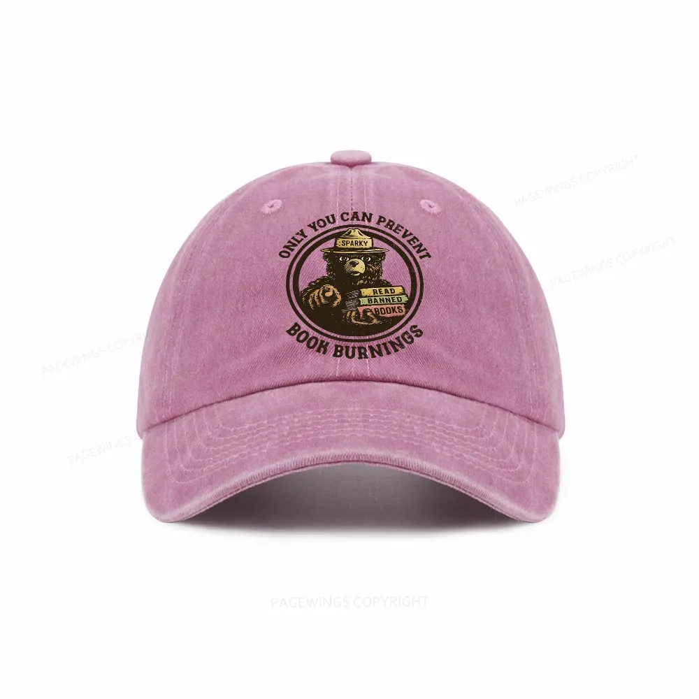 Pagewings Only You Can Prevent Book Burnings Washed Cap