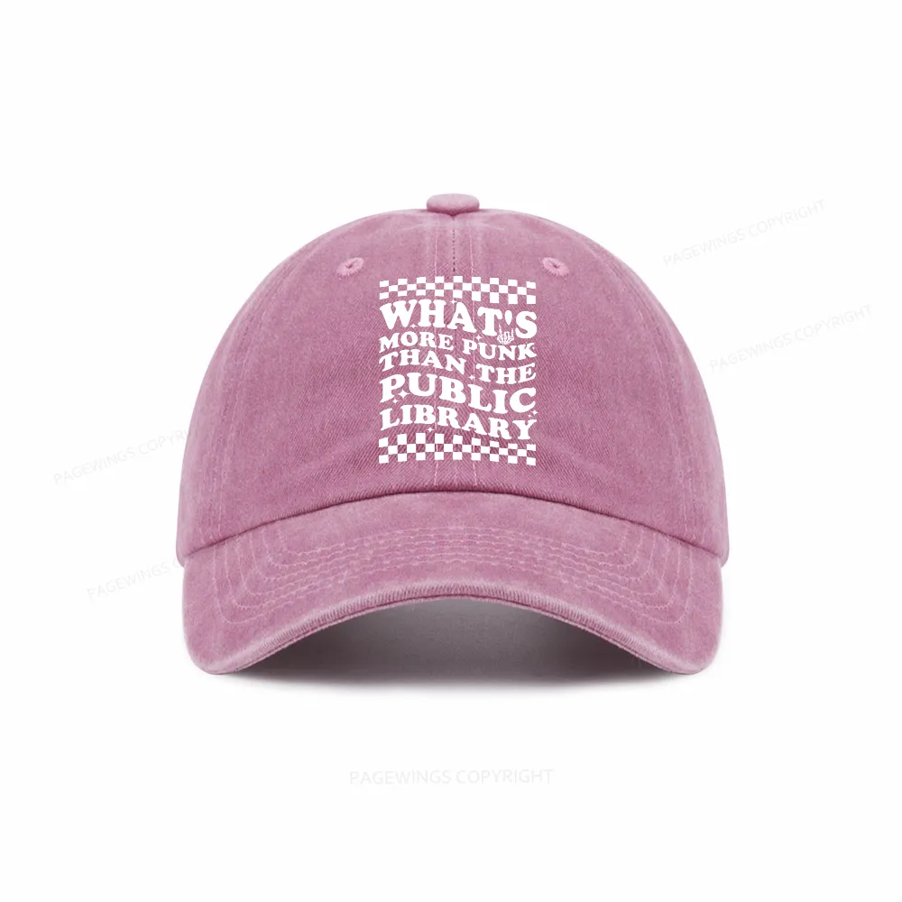 Pagewings punk the public library Washed Cap