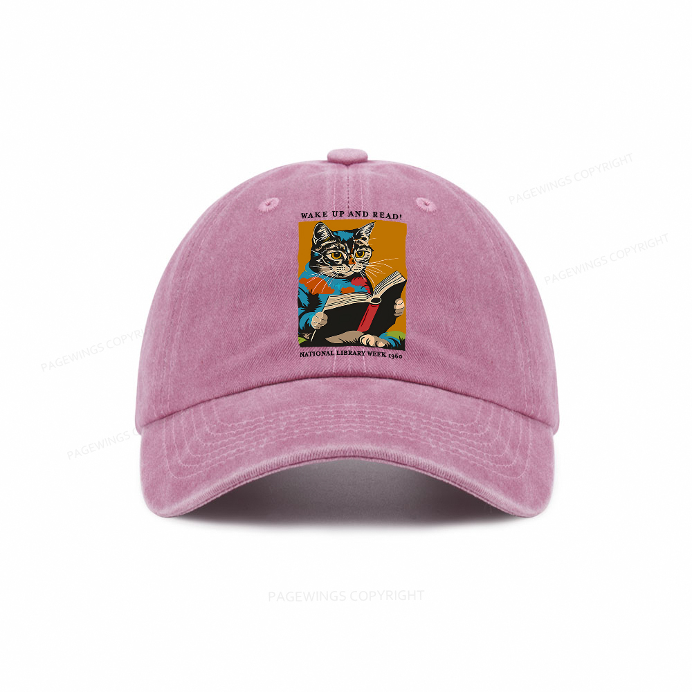 Pagewings Cat Reading Poster Washed Cap