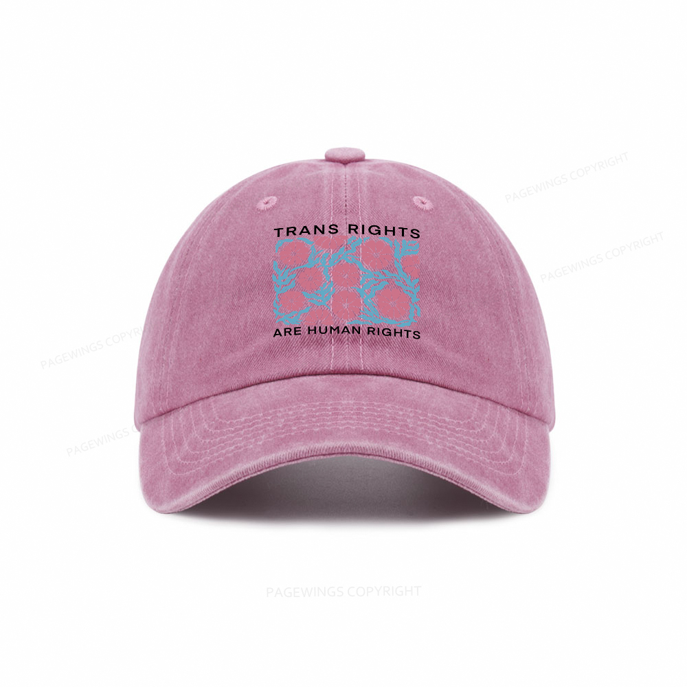 Pagewings Trans Rights Are Human Rights Washed Cap