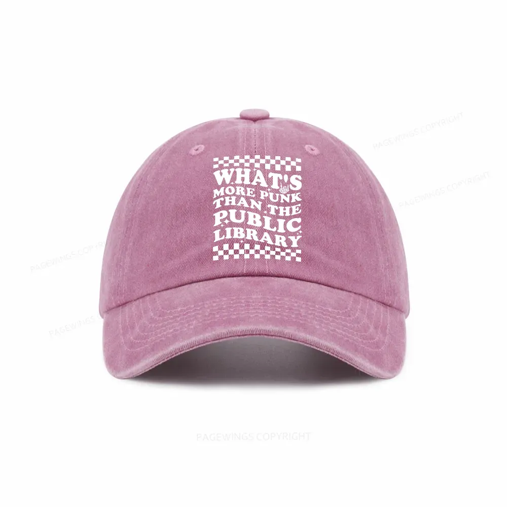 Pagewings punk the public library Washed Cap
